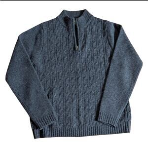 Irelandseye Wool Cashmere Blend Cable Knit Quarter Zip Pullover Sweater